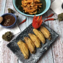 Chicken wings with sweet potato fries